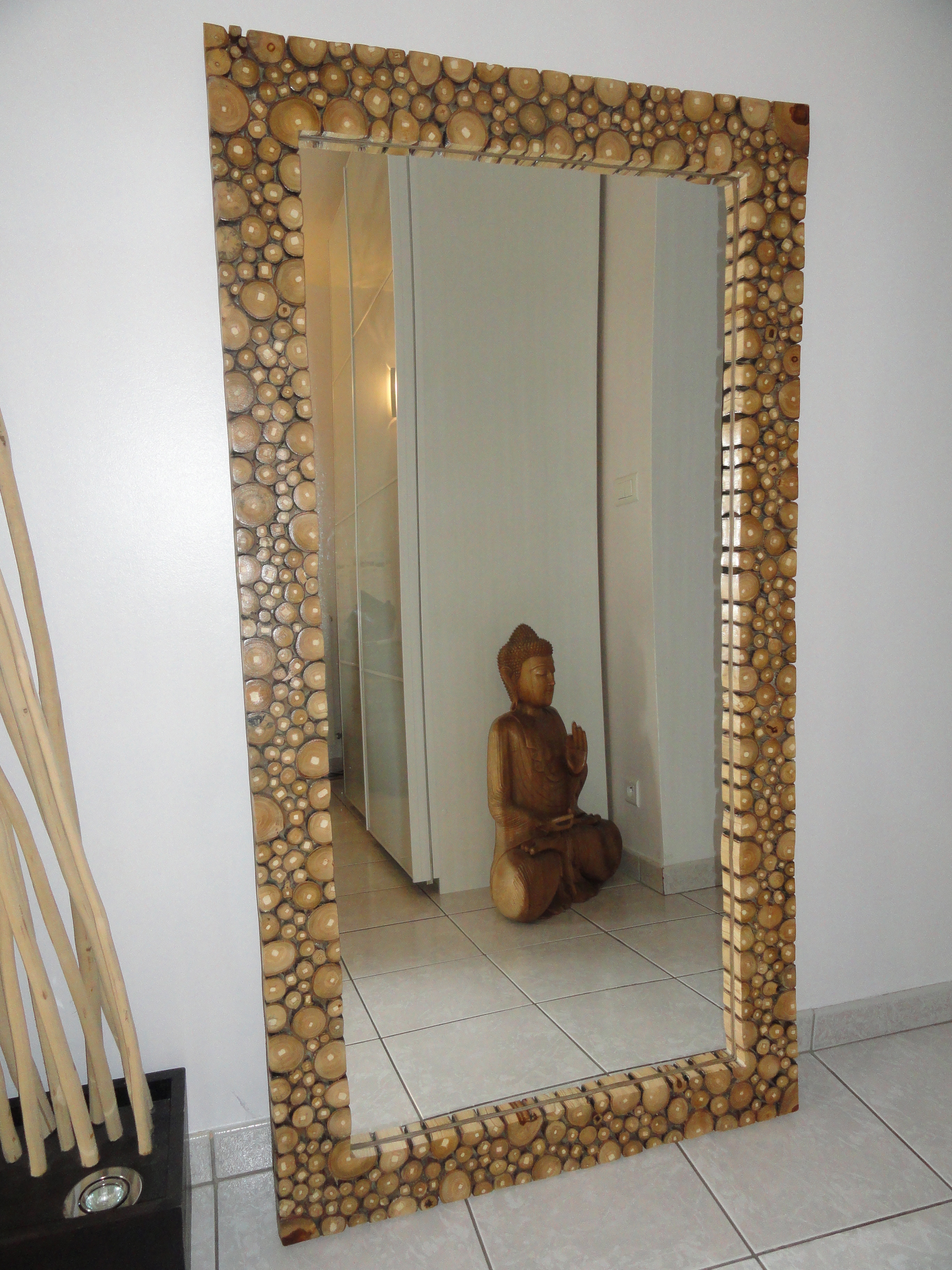 Miroir en rondin de bois en caféier 1,80m x 0,80cm - LES TRESORS DE BALI